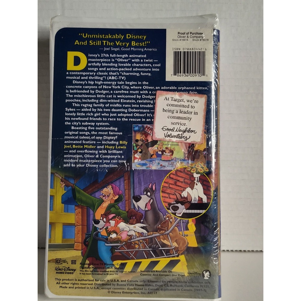 Oliver & Company VHS Walt Disney Masterpiece Collection SEALED Promo Stickers - Picture 2 of 2